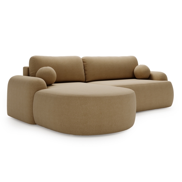 ROZKŁADANY NAROŻNIK DO SALONU W BEŻOWYM KOLORZE AGAT L BOULCE - PÓŁPROFIL